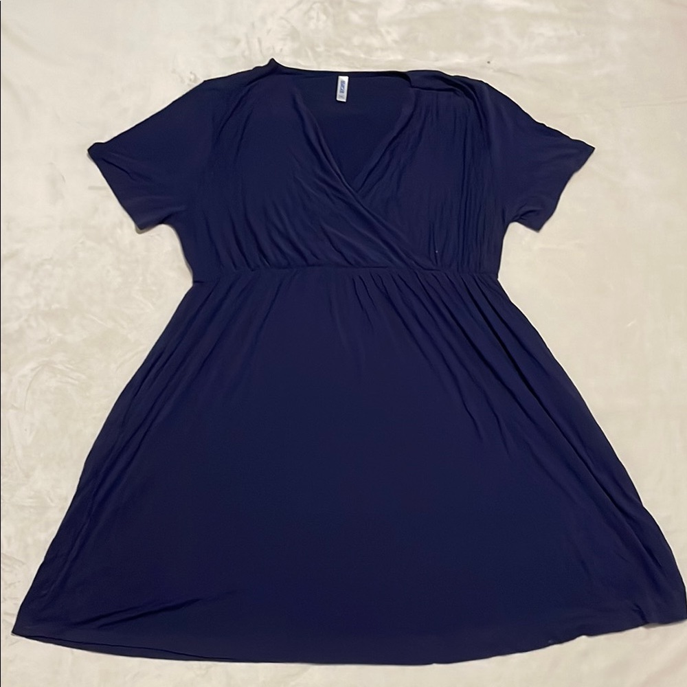 Elegant Navy Blue Wrap Dress